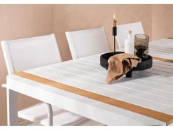 Vente-unique Loungeset-Togo Tuinmeubelset Tafel 100X200Cm Wit, 6 Stoelen Santorini Wit.