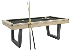 Vente-unique Spel Voor Binnen-Transformeerbare Tafel - Biljart & Pingpong - Licht Naturelkleurig En Zwart - L213,4 X B111,8 X H78,5 Cm - Melian