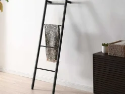 Vente-unique Accessoires & Spiegels-Trapvormige Handdoekhouder Van Zwart Metaal - 4 Stangen - Tarmoli