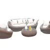 MYLIA Loungeset-Tuin Loungeset Van Karamel Gevolchten Hars - Zitbank & 2 Fauteuils & Salontafel - Whiteheaven
