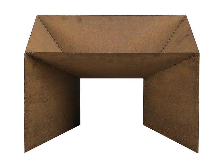 Vente-unique Buitenkeuken-Tuin Vuurkorf In Cortenstaal - L. 50 X P. 50 X H. 30 Cm - Vierkant - Morogoro