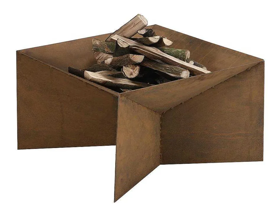 Vente-unique Buitenkeuken-Tuin Vuurkorf In Cortenstaal - L. 50 X P. 50 X H. 30 Cm - Vierkant - Morogoro