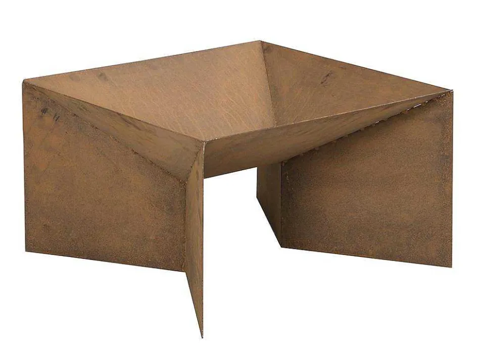 Vente-unique Buitenkeuken-Tuin Vuurkorf In Cortenstaal - L. 50 X P. 50 X H. 30 Cm - Vierkant - Morogoro