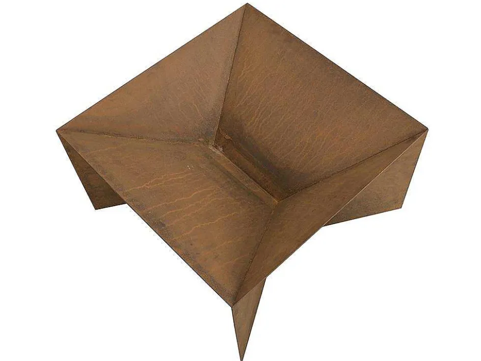 Vente-unique Buitenkeuken-Tuin Vuurkorf In Cortenstaal - L. 50 X P. 50 X H. 30 Cm - Vierkant - Morogoro