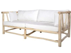 MYLIA Loungeset-Tuinbank Van Teakhout Met Kussens - Licht Naturel En Wit - Tulum