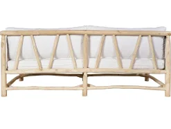MYLIA Loungeset-Tuinbank Van Teakhout Met Kussens - Licht Naturel En Wit - Tulum