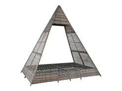 ModernLuxe Ligstoel-Tuinbed - Rotan Tent Voor 2 Personen - Met Gordijn En Kussens - Grijs