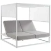 MYLIA Ligstoel-Tuinbed Met Baldakijn Van Aluminium - Wit En Grijs - Livadis Van