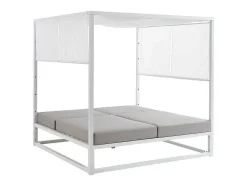 MYLIA Ligstoel-Tuinbed Met Baldakijn Van Aluminium - Wit En Grijs - Livadis Van