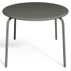 MYLIA Tuinset-Tuineethoek Van Metaal - Een Tafel D110 Cm En 4 Opstapelbare Fauteuils - Donkergrijs - Mirmande