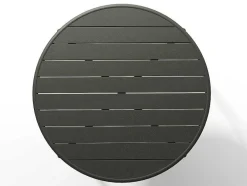 MYLIA Tuinset-Tuineethoek Van Metaal - Een Tafel D110 Cm En 4 Opstapelbare Stoelen - Donkergrijs - Mirmande