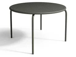MYLIA Tuinset-Tuineethoek Van Metaal - Een Tafel D110 Cm En 4 Opstapelbare Stoelen - Donkergrijs - Mirmande