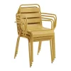 MYLIA Tuinset-Tuineethoek Van Metaal - Een Tafel D160 Cm Met 2 Opstapelbare Fauteuils En 4 Opstapelbare Stoelen - Mosterdgeel - Mirmande Van