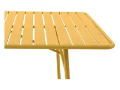 MYLIA Tuinset-Tuineethoek Van Metaal - Een Tafel D160 Cm Met 2 Opstapelbare Fauteuils En 4 Opstapelbare Stoelen - Mosterdgeel - Mirmande Van
