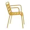 MYLIA Tuinset-Tuineethoek Van Metaal - Een Tafel D110 Cm En 4 Opstapelbare Stoelen - Mosterdgeel - Mirmande Van