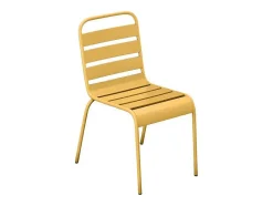 MYLIA Tuinset-Tuineethoek Van Metaal - Een Tafel D110 Cm En 4 Opstapelbare Stoelen - Mosterdgeel - Mirmande Van