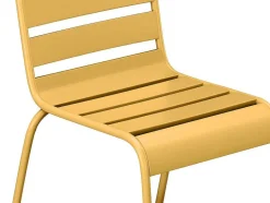 MYLIA Tuinset-Tuineethoek Van Metaal - Een Tafel D110 Cm En 4 Opstapelbare Stoelen - Mosterdgeel - Mirmande Van