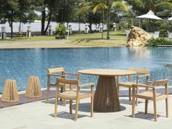 MYLIA Eettafel-Tuineettafel Van Teakhout D120 Cm - Licht Naturel - Triani