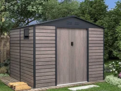 EXPERTLAND Tuinhuis-Tuinhuis Van Gegalvaniseerd Staal Met Grijs Houteffect 7,17 M - Adelmo