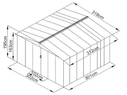 EXPERTLAND Tuinhuis-Tuinhuisje Van Gegalvaniseerd Staal - Grijs - Linus - 9,92 M