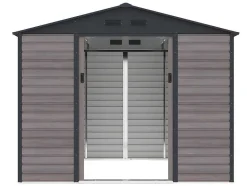 EXPERTLAND Tuinhuis-Tuinhuisje Van Gegalvaniseerd Staal Met Houteffect Adelmo - Grijs - 5,40 M