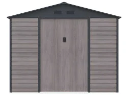 EXPERTLAND Tuinhuis-Tuinhuisje Van Gegalvaniseerd Staal Met Houteffect Adelmo - Grijs - 5,40 M