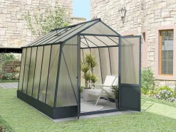 EXPERTLAND Tuinkas-Tuinkas Van Polycarbonaat 9,1 M Met Grondplaat- Antraciet - Asarina