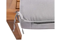 ModernLuxe Loungeset-Tuinmeubelen In Acaciahout En Grijs Touw - 2 Zitbanken En 1 Salontafel - Verstelbare Poten - Grijs & Naturel