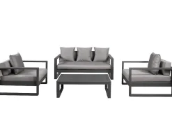 MYLIA Loungeset-Tuinsalon Molokai In Aluminiun: Driezitsbank, 2 Fauteuils, Salontafel