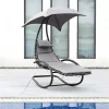 MYLIA Ligstoel-Tuinschommelstoel Met Parasol En Antracietkleurig Kussen - Waterbestendig - Moheli