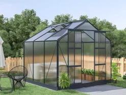 EXPERTLAND Tuinkas-Tuinserre Van Polycarbonaat Anissa Met Basis - 5,9 M - Antraciet