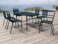 MYLIA Tuinset-Tuintafel L160 Cm In Metaal - Dennengroen - Mirmande Van