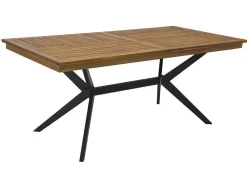 MYLIA Tuinset-Tuintafel Van Acaciahout En Zwart Metaal Tobaga - L. 180 Cm