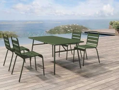 MYLIA Tuinset-Tuintafel Van Metaal - L160 Cm - Kaki - Mirmande