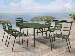 MYLIA Tuinset-Tuintafel Van Metaal - L160 Cm - Kaki - Mirmande