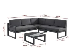 MYLIA Loungeset-Tuinzithoek Van Aluminium: Salontafel En Hoekbank Met Afneembare Hoek 6 Personen - Antraciet - Palaos Ii