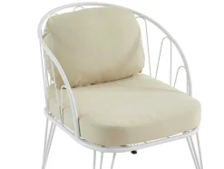 MYLIA Loungeset-Tuinzithoek Van Metaal: 1 Tweezitsbank, 2 Fauteuils En 1 Salontafel - Wit - Arlesan