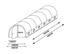 EXPERTLAND Tuinkas-Tunnelkas Met Structuur Van Gegalvaniseerd Staal En Deur 18 M - L600 X B300 X H200 Cm - Alocasia