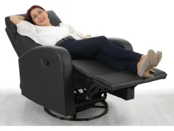 Vente-unique Fauteuil Met Holle Rugleuning-Tv-Fauteuil Mcw-A54 Premium, Kunstleer Zwart
