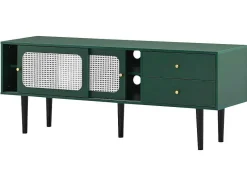 ModernLuxe Tv-Meubel-Tv-Meubel 160 Cm - 2 Rotan Schuifdeuren En 2 Lades - Groen