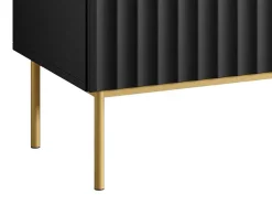 Vente-unique Tv-Meubel-Tv-Meubel Met 2 Deuren, 2 Laden En 2 Nissen Van Mdf En Staal - Zwart En Goudkleurig - Evilana