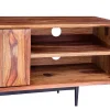 Vente-unique Tv-Meubel-Tv-Meubel Met 2 Deuren En 2 Niche - Sheesham Hout En Metaal - Kleur: Natuurlijk - Zelicina