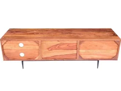Vente-unique Tv-Meubel-Tv-Meubel Met 2 Deuren En 2 Niche - Sheesham Hout En Metaal - Kleur: Natuurlijk - Zelicina