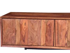 Vente-unique Tv-Meubel-Tv-Meubel Met 2 Deuren En 2 Niche - Sheesham Hout En Metaal - Kleur: Natuurlijk - Zelicina