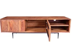Vente-unique Tv-Meubel-Tv-Meubel Met 2 Deuren En 2 Niche - Sheesham Hout En Metaal - Kleur: Natuurlijk - Zelicina