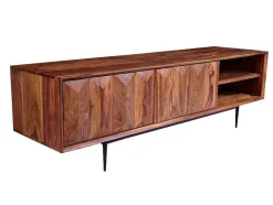 Vente-unique Tv-Meubel-Tv-Meubel Met 2 Deuren En 2 Niche - Sheesham Hout En Metaal - Kleur: Natuurlijk - Zelicina