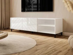 Vente-unique Tv-Meubel-Tv-Meubel Met 2 Deuren En 2 Nissen - Glanzend Wit - Mirioza