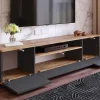 Vente-unique Tv-Meubel-Tv-Meubel Met 3 Deuren En 1 Nis - Antraciet En Naturel - Lotula