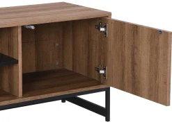 Vente-unique Tv-Meubel-Tv-Meubel Met 3 Deuren En 2 Nissen - Mdf - Naturel En Zwart - Caratana