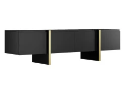 Vente-unique Tv-Meubel-Tv-Meubel Met 4 Deuren Van Mdf - Zwart En Goud - Luvonia